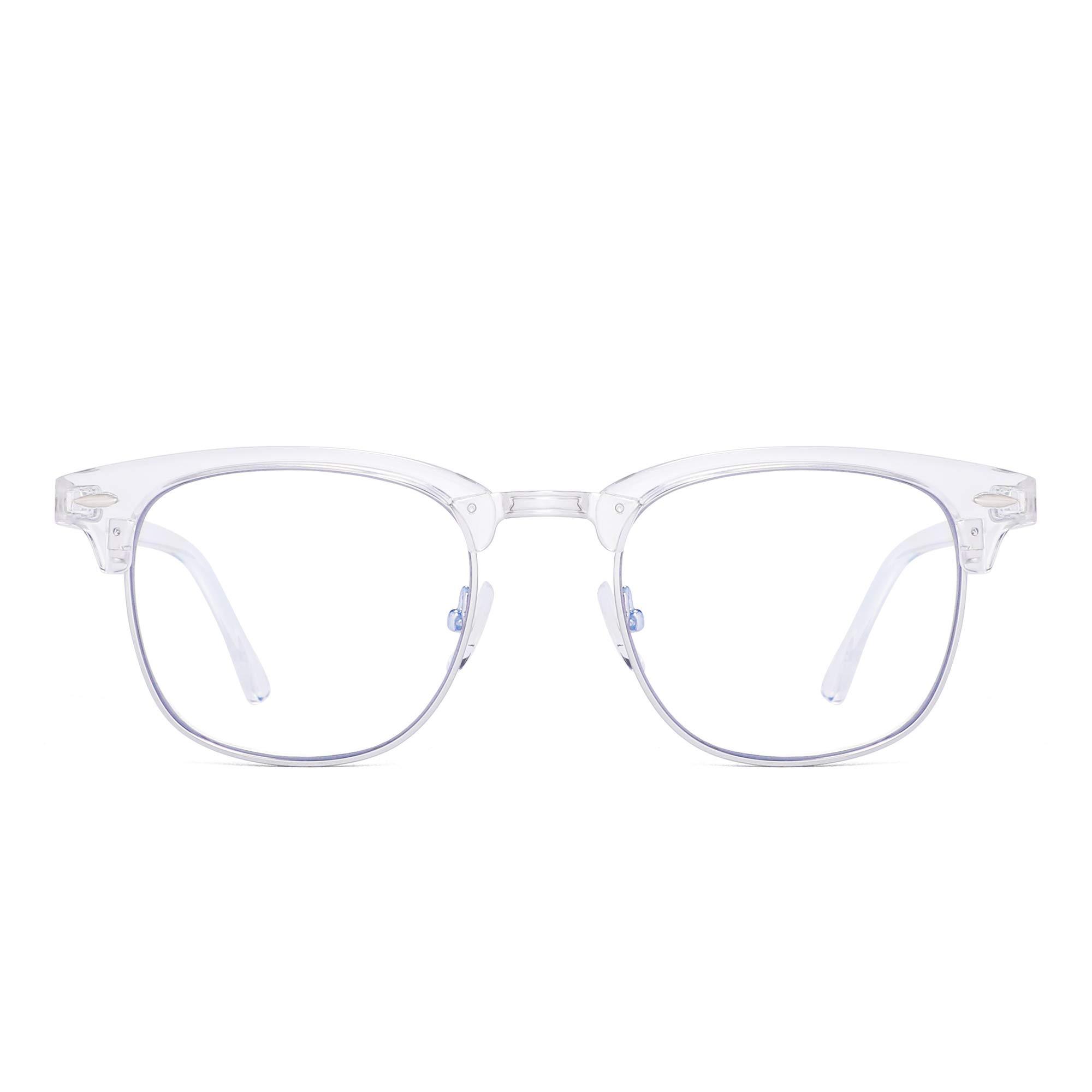 GLINDAR GLINDAR Blue Light Blocking Computer Glasses Retro Semi-rimless Style Reduce Eye Strain Video Game Eyeglasses Men Women Clear