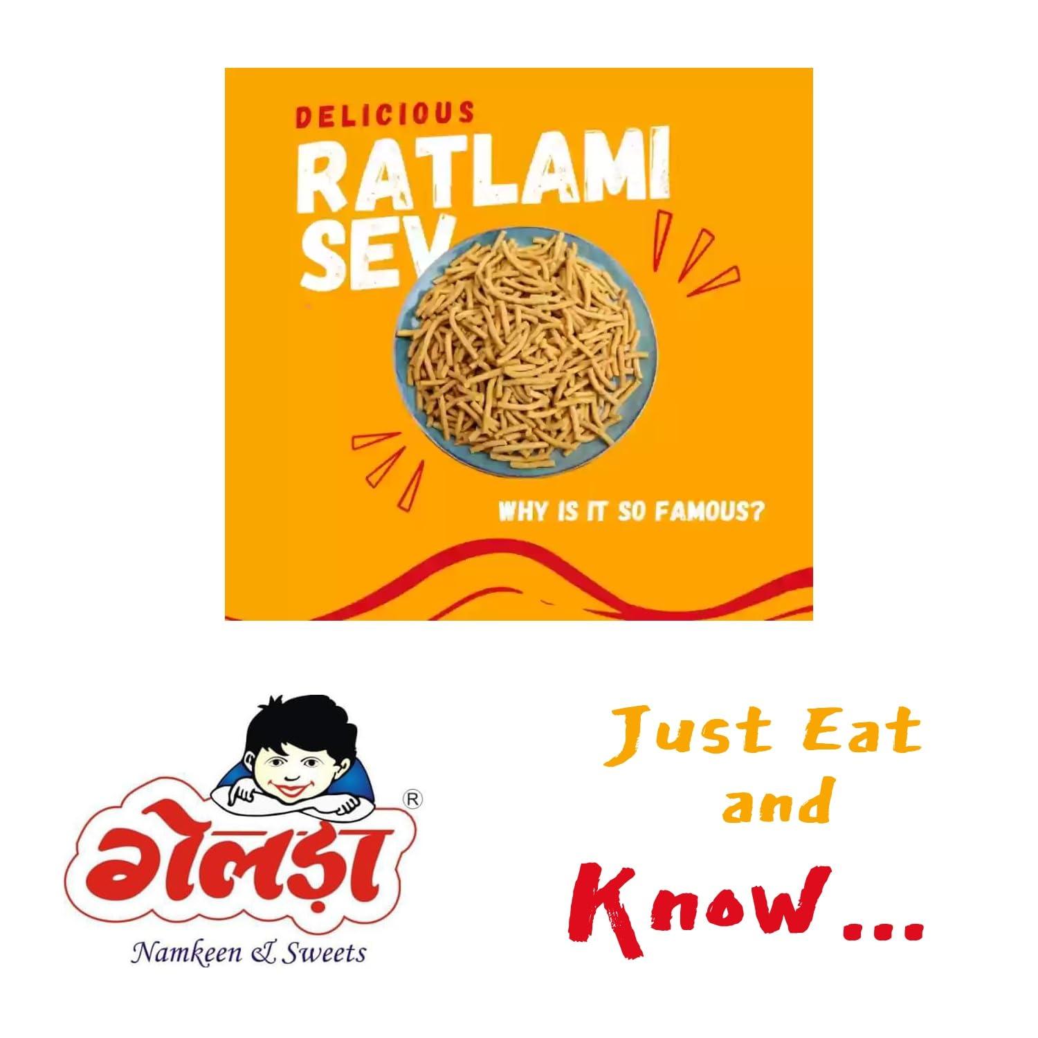 GELDA Gelda 1 Kg Namkeen Ratlami Snacks | Handmade and Healthy Namkeen Snacks | Orignal Ratlami Evening Snacks (Garlic Gathiya)