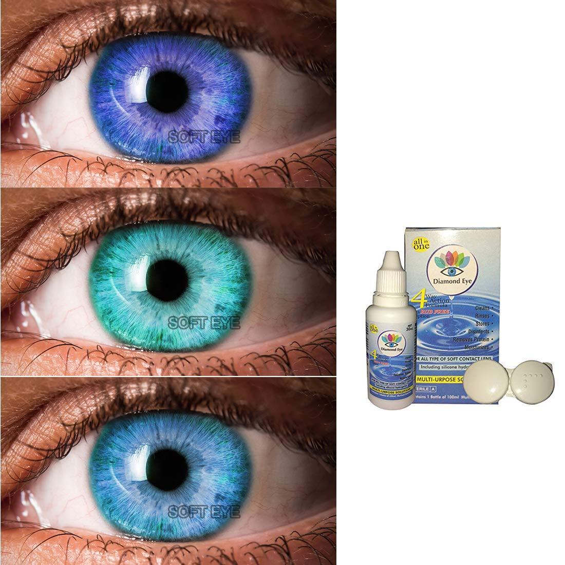 Gold Look Gold Look-Monthly Colour Contact Lens, Zero Power (Darkblue-Aqua-Aquablue)