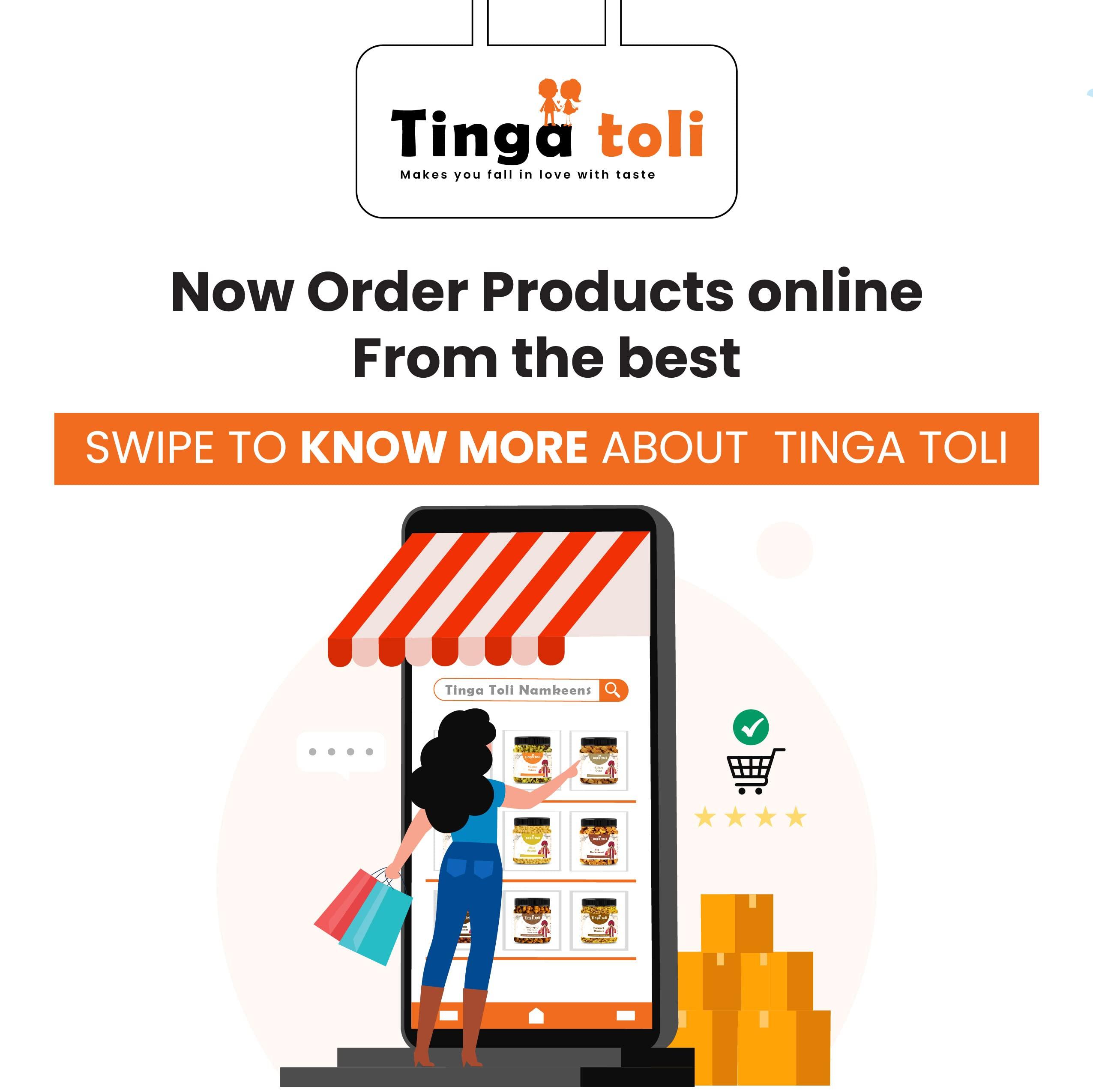 Tinga toli TINGA TOLI Combo of Special Mini Bhakarwadi 250gm & Big Bhakarwadi 200gm|Total 450gm |Jar Pack|Snacks Crunchy, Light and Flavourful|Indian Namkeen|Traditional Style Bhakarwadi Gujrati Mini Bhakarwadi