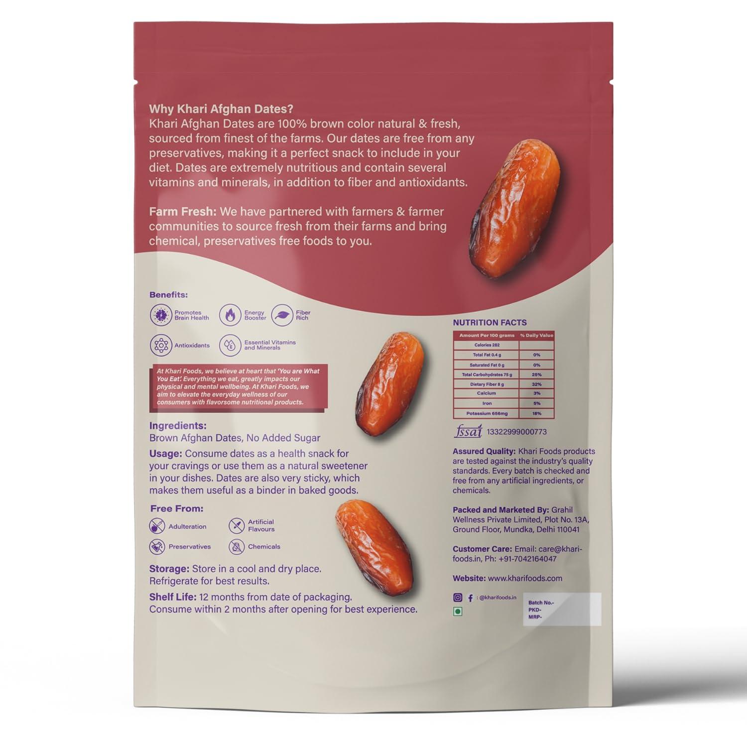 Khari Foods Khari Foods Premium Black Afghan Dates, High Fibre, Soft Dry Fruit Khajur/khajoor, Energy Health Snacks (200g)