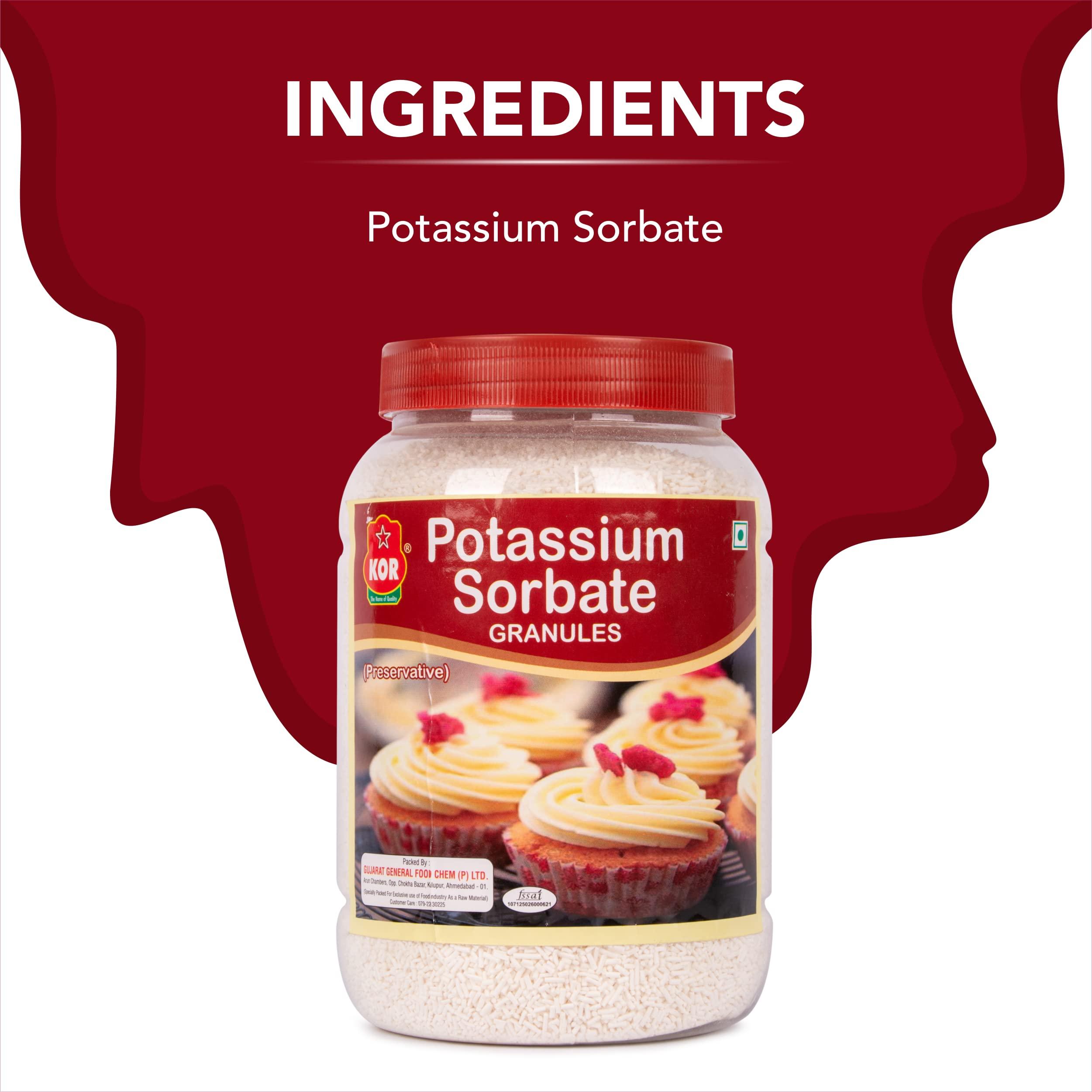 KOR KOR Potassium Sorbate Granules - 400gm Preservative for Food Products, Ideal for Home Canning, Baking, and Beverage Production - Pack of 2