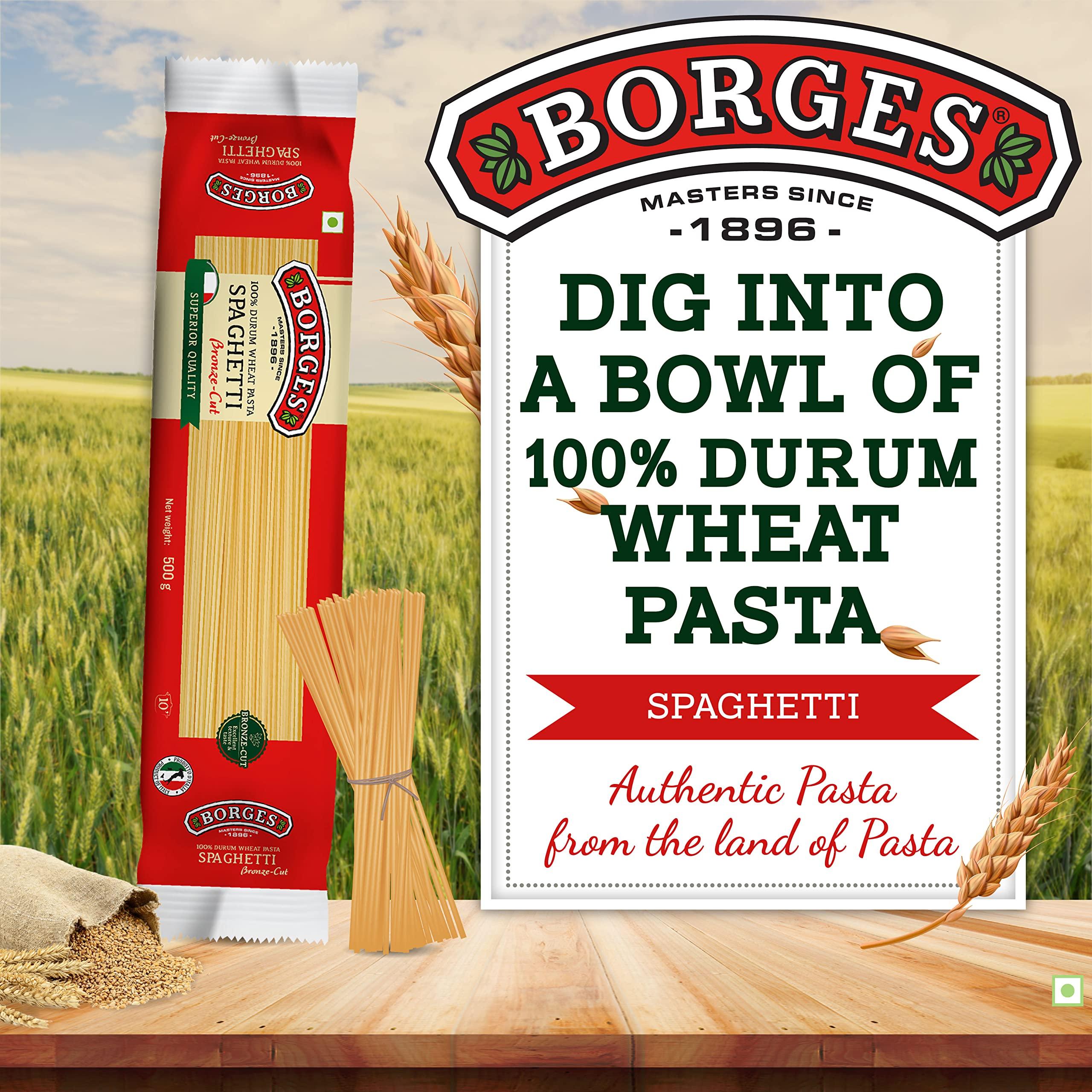 Borges Borges High Protein, fiber, Trans Fat Free and Cholesterol Free Whole Wheat Fusilli Pasta (500 grams) & Borges Spaghetti Durum Wheat Pasta, 500 Grams