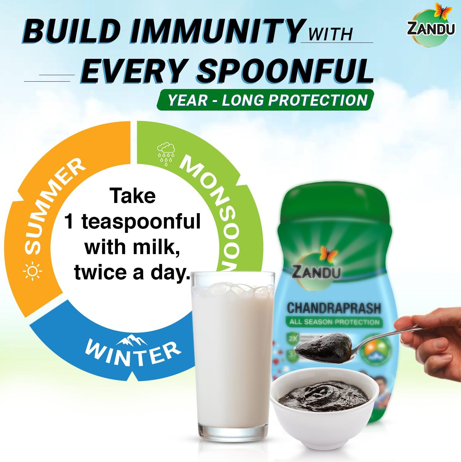 Zandu Zandu Chandraprash 900g | 2X Immunity Booster without Heat, All Season Protection Chyawanprash |Blend of 37 Ingredients | Made with Jaggery, No Added Refined Sugar
