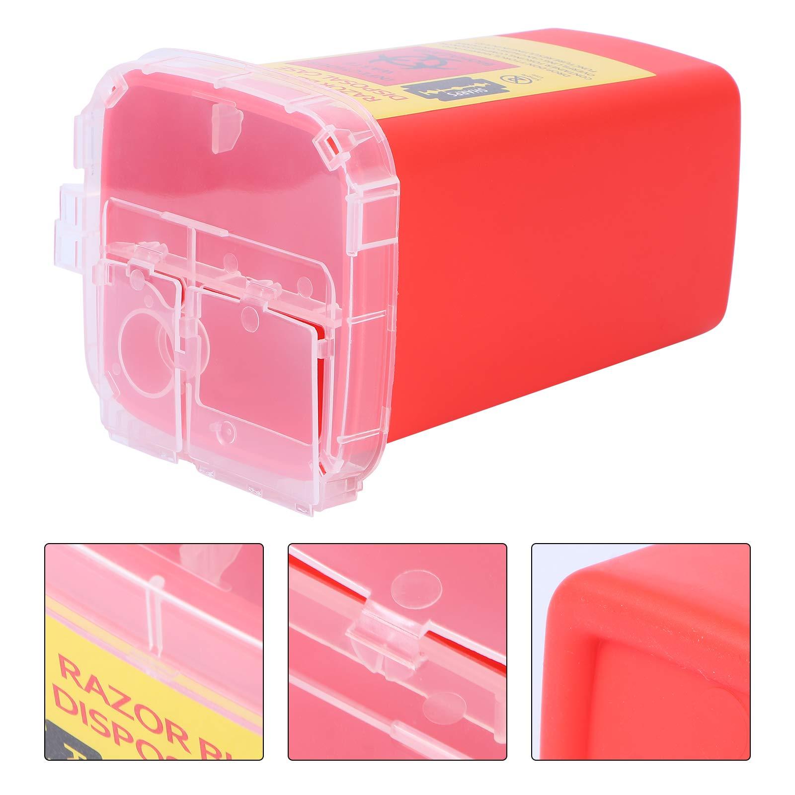 Minkissy Minkissy Blade Dispenser Case Razor Blade Disposal Case Barber Shop Storage Bank Container for Used Razor Blades Red