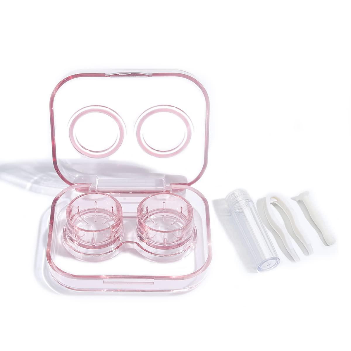 wolpin wolpin Plastic Travel Contact Lens Case Box Case See Through Leakproof, Potable Lens Box For Man And Women(Transparent, Pink)