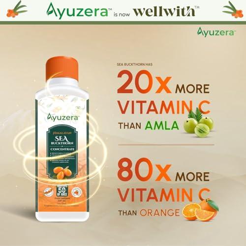 Ayuzera Ayuzera Himalayan Sea Buckthorn Pulp Concentrate 300ml | Liquid Supplements | Makes up to 50 Glass Juice (Rich in Vitamin C) | Lab Tested | Omega 3, 6, 7, and 9, and Antioxidants | (1)