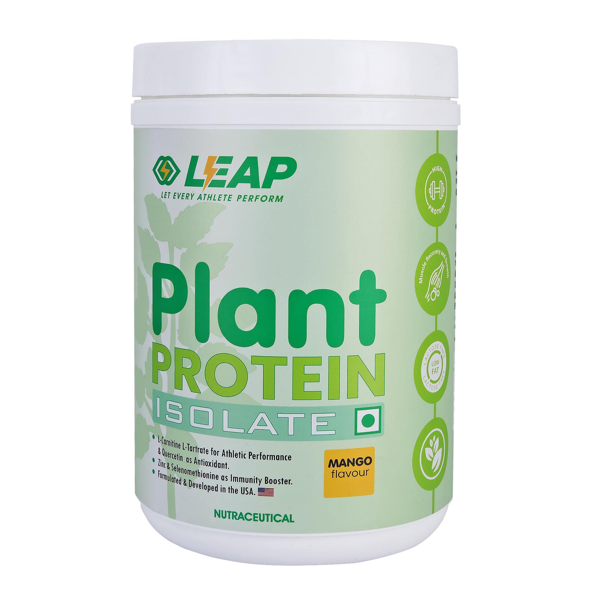 LEAP Leap Plant Protein - Pea Plant-Based Protein Powder, Gluten-Free, Metabolism Booster, Amino Acid Profile, Immunity Enhancer, Formulated in USA (Mango)