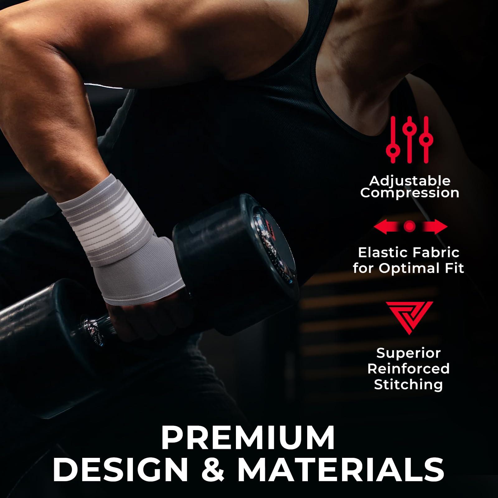 NEOtech Care Neotech Care Hand Palm Wrist Support (1 Pair) - Adjustable Compression Strap - Elastic & Breathable Fabric - for Tendonitis, Sport, Bowling, Boxing - Grey Color (Size M)