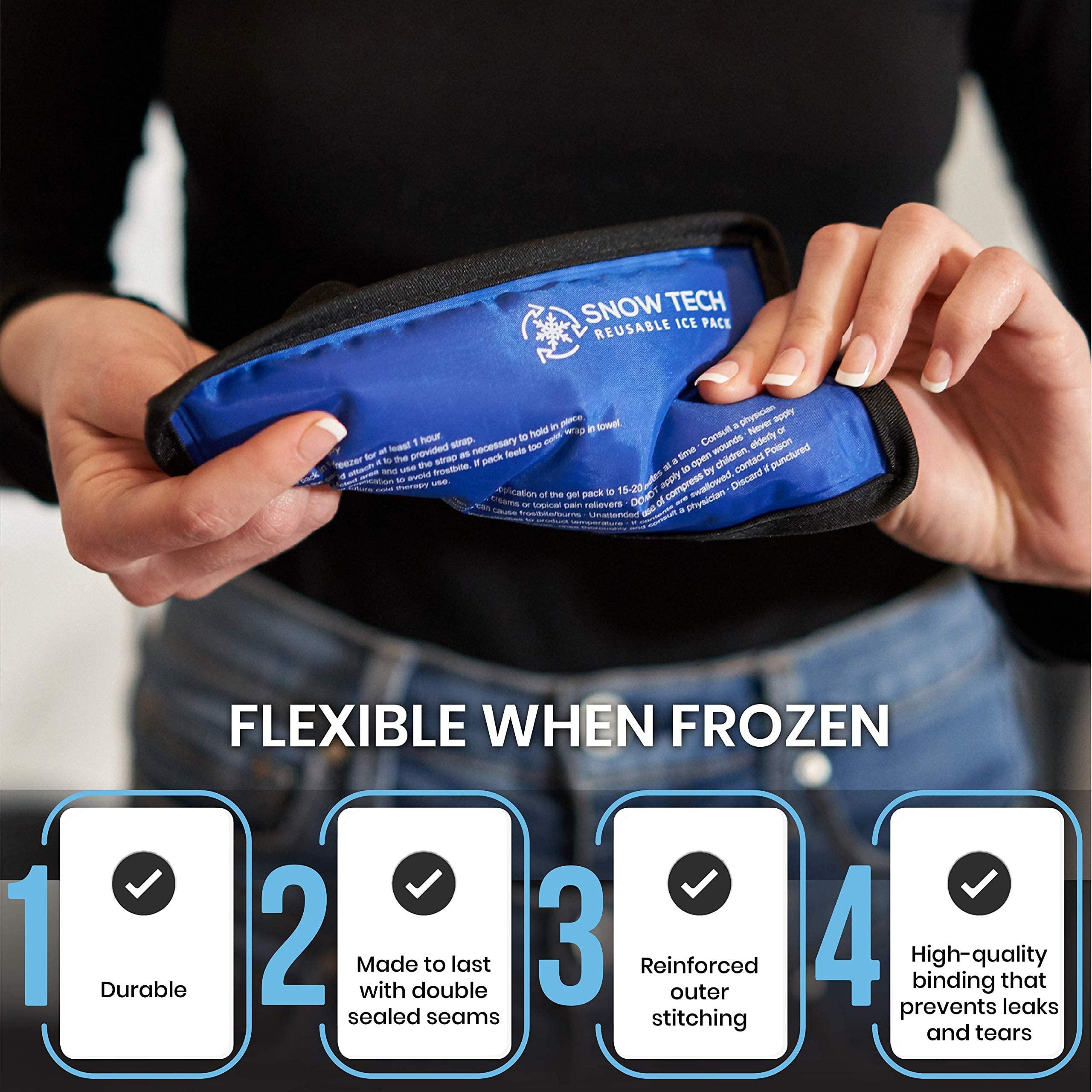 SnowTech Snow Tech Ice Pack, Ice Packs for Injuries Reusable Gel (2 Pack Medium: 10.5\" x 5.5\") Flexible Hot/Cold Pack Compress Therapy for Injury/Pain Relief for Body (Elbow, Knee, Back, Arm, Neck, Abdominal)