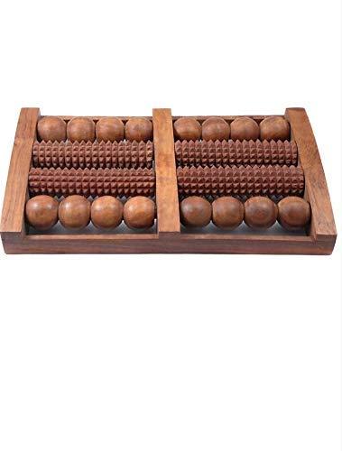 ISKA ISKA Wooden Foot Massager with Round and Spiked Rollers for Body Stress Acupressure Feet Care 1ps