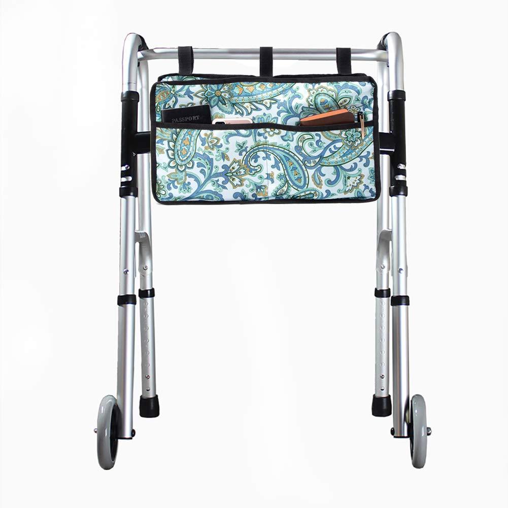 Hersent Walker Bag, Hands Free Accessory Basket for Folding Walkers, Multi-Purpose Cell Phone,Water Bottle,Medicine Attachment Fits for Wide and Narrow Styles, Multiple Pockets Tote Caddy Pouch for Elderly
