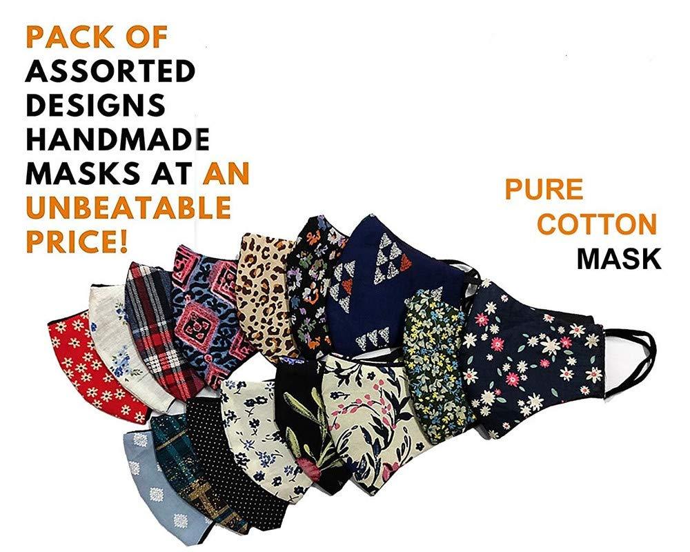 Veteran Veteran 100% Cotton Washable Reusable 2 Cloth Layer Fashion Stylish Cloth Face Mask(Combo of 10) for Women Men Boys Girls(Multicolor)