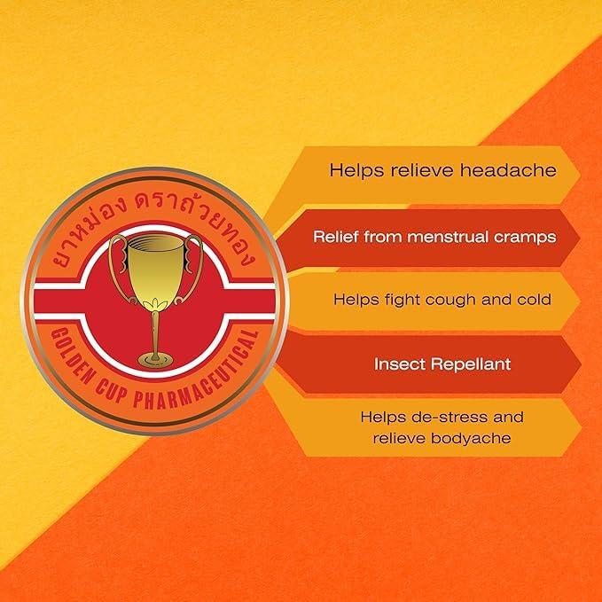 MISTYCDEP MISTYCDEP GOLDEN CUP Pain Relief Thai Balm Made In Thailand 8g (Pack Of 2)