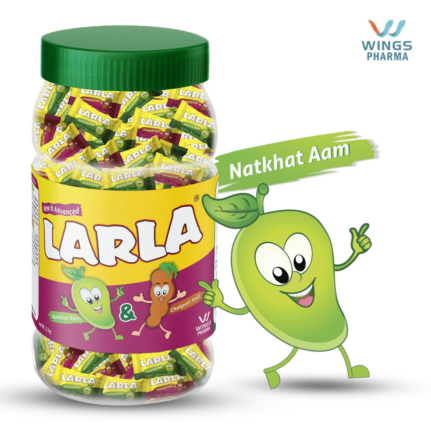 Larla Larla Natkhat Aam & Chatpati Imli Digestive Candies | Ayurvedic Digestive Goodness | Mango & Tamarind Flavour | 250 Jar Pack