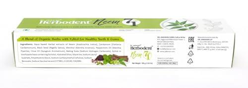Herbodent Herbodent NEEM 7 in 1 Toothpaste - 185g Pack of 4 | Organic Herbs - Neem, Black Seed & Xylitol for Anti Cavity -Cardamom & Mint for Taste & Freshness-Baking Soda for Excellent Cleaning