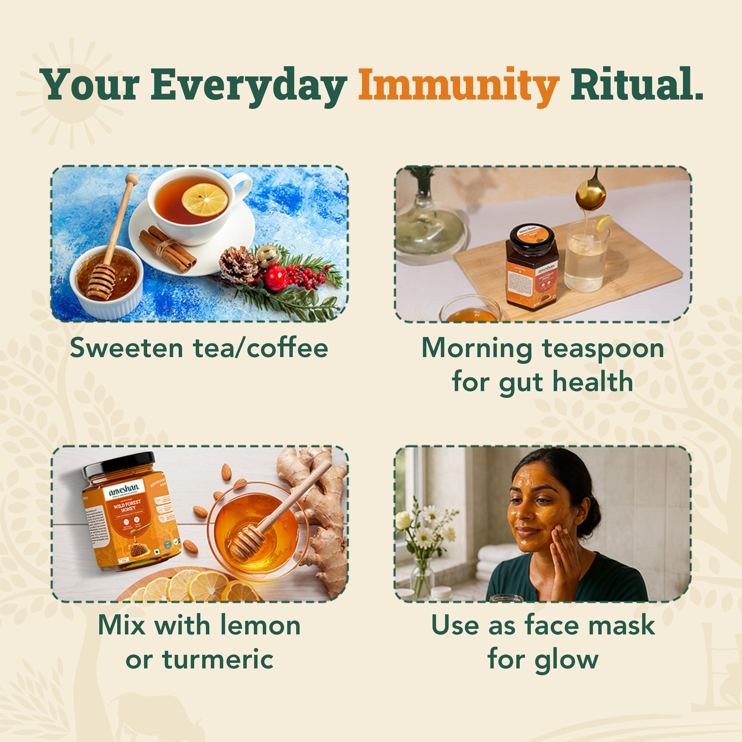 Anveshan Empowering farmers with technology Anveshan Wild Forest Honey 500g | Glass Jar | NMR tested | Raw & Unprocessed | No Added Sugar | Immunity Boosting