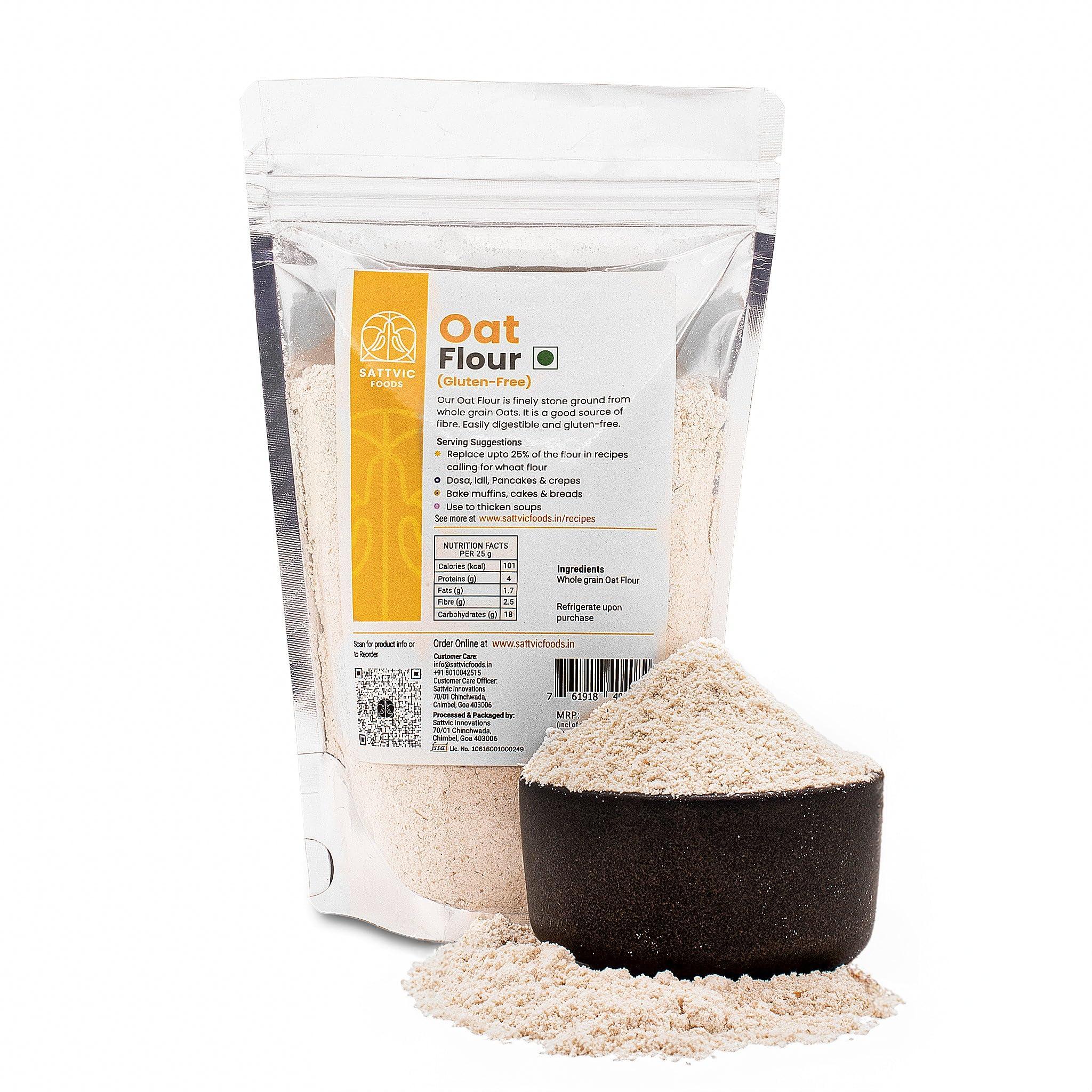Sattvic Foods Sattvic Foods Oat Flour/Atta (1.5 kg) Stone Ground from Whole Grain Oats, Gluten-Free Low GI Superfood, High in Protein & Fibre | Use in Baking, Rotis, Chilla and Flour Blends