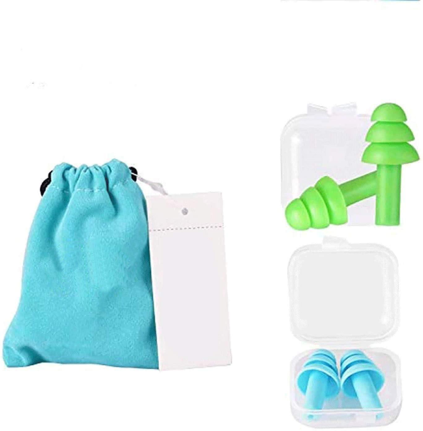 Prideal 2 Pairs Reusable Silicone Ear Plugs - NRR 32, Waterproof, Hypoallergenic - Ultra Comfortable Noise Reduction Earplugs for Sleeping, Swimming, Concerts and Airplanes (earplugs 2 Set) (Blue and Green)