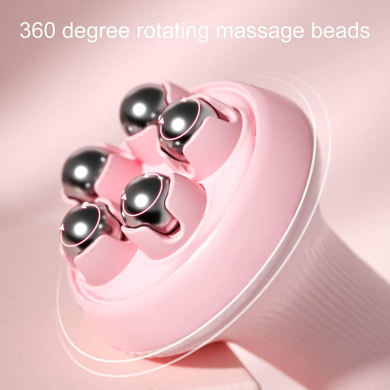 WE-CEF 2PCS Hand Held Massager Hand Massage Glove Massager for Muscle Back Neck Foot Shoulder Leg Pain Relief Massage Tool with Roller Ball Back Scratcher Back Massager Pink
