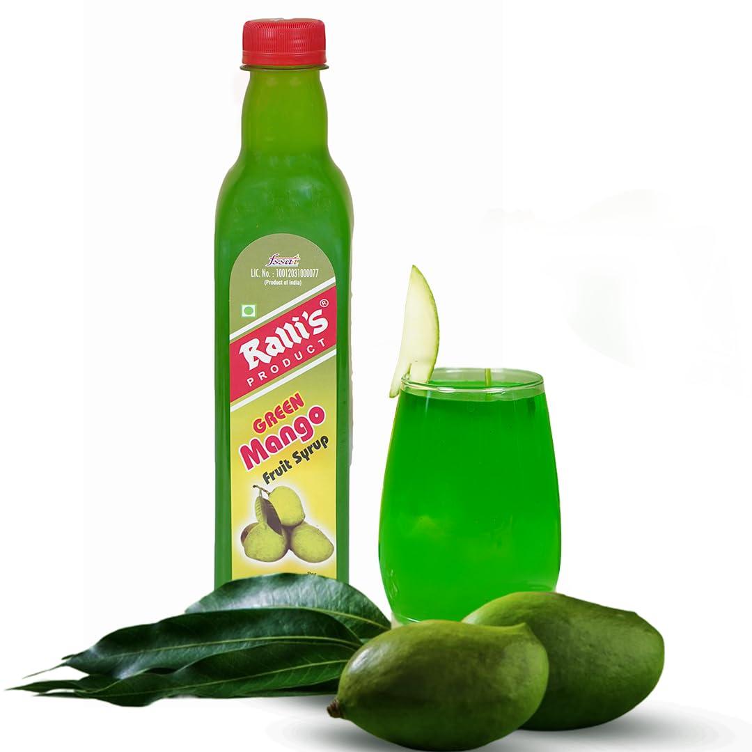 Ralli's Ralli\'s Tangy Green Mango Syrup 500ml: Cool Summer Refresher with Real Green Mango Pulp | Ready to Mix | Perfect for Cocktails, Mocktails, Juices & More!