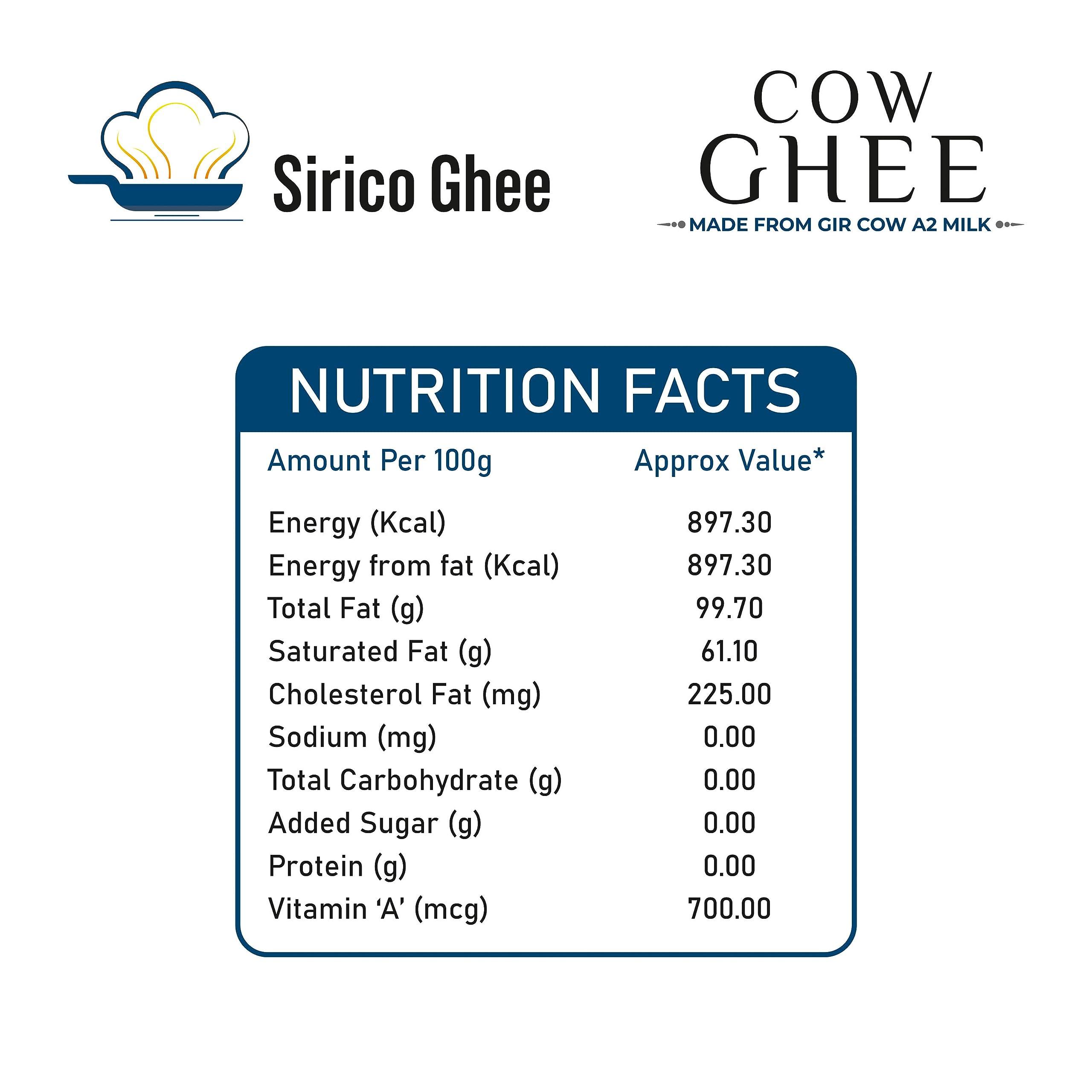 SIRICO GHEE Sirico Authentic A2 Desi Cow Ghee | Pure, Bilona, Gir Cow Ghee - Nutritious, and Delicious | Bilona cow ghee A2 | Desi ghee. (100 ML)