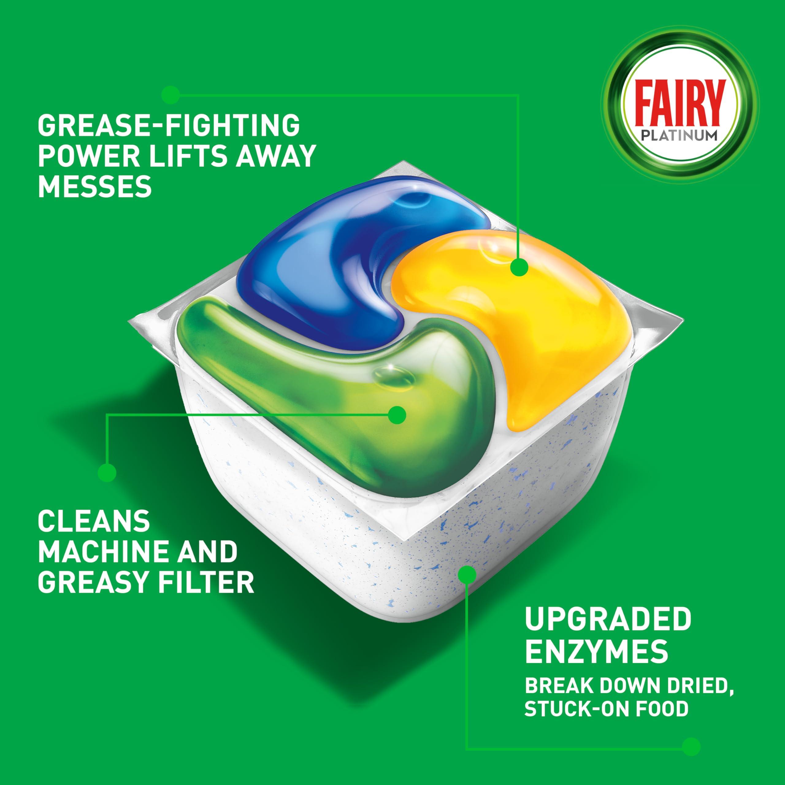 FAIRY Fairy Platinum Plus All-In-1 Dishwasher Tablets Bulk, 74 Tablets, Lemon, With Greasy Filter & Rinse Aid Action, Packaging may vary