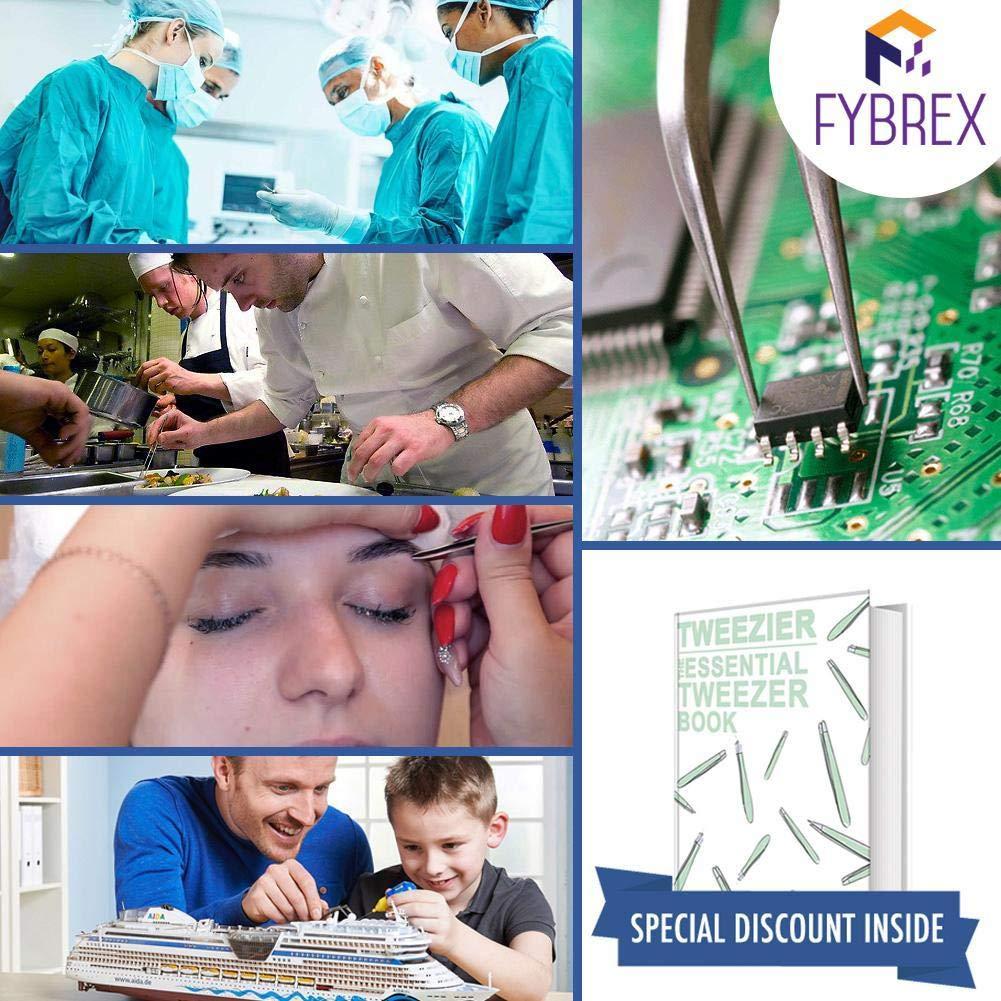 FYBREX Heavy Duty 12 inches Stainless Steel Tweezers Straight Tips All-purpose Forceps Tweezers Tongs and Comfortable Ridged Handle for Crafting Cooking Repairing General Purpose Medical and Beauty