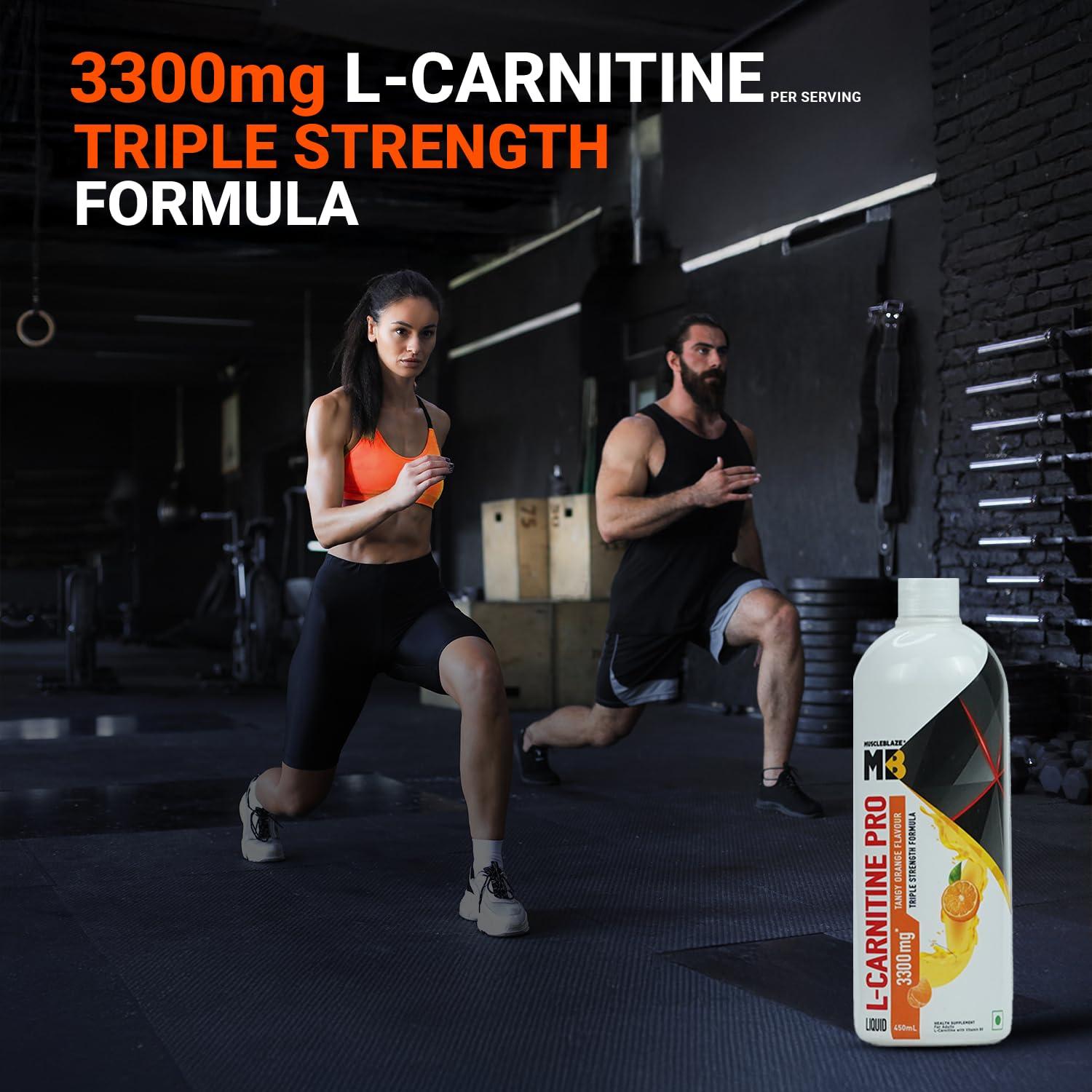 MuscleBlaze MuscleBlaze Liquid L-Carnitine PRO (Tangy Orange, 450ml) | Triple Strength Formula | 3300mg L- Carnitine