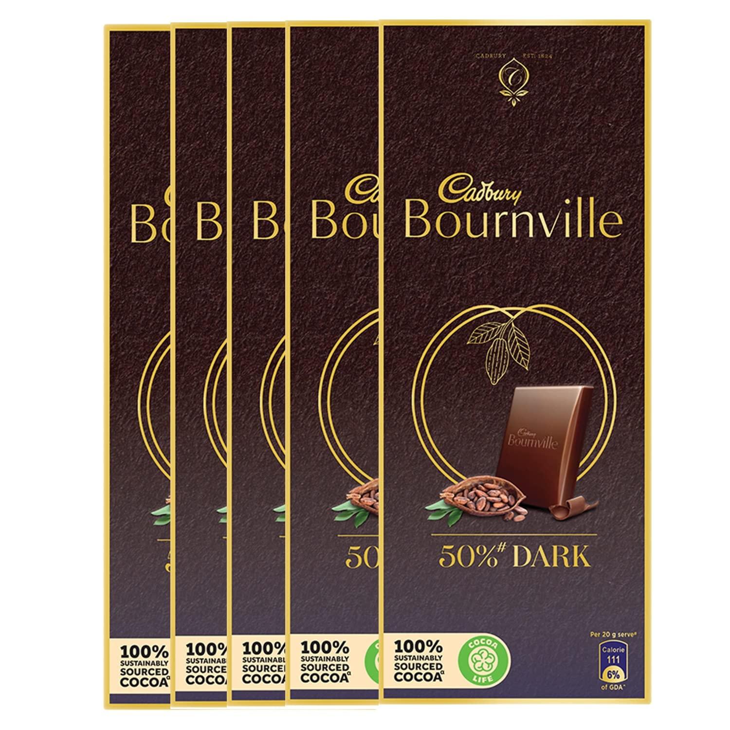 Cadbury Cadbury Celebrations Chocolate Gift Pack - Assorted, Premium, 281 g & Bournville Rich Cocoa Dark Chocolate Bar, 80 gm (Pack of 5)