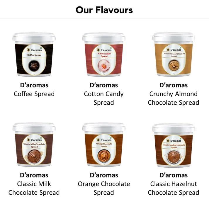 D\'aromas D\'aromas Cookies & Cream Spread, 4kg, Healthy Breakfast Bread Spread, 100% Vegetarian, Top It On Fresh Fruits, Dessert, Milkshake, Bread & Waffles With All Natural Ganache (Each 1kg) (Pack Of 4)