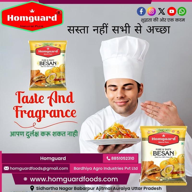 Homguard Homguard Spices Fresh Besan Flour, Chana Dal Atta for Making, Besan in Dishes Like Besan Chilla (Pancakes) And Dhokla. 500 Gram (Pack of 4)