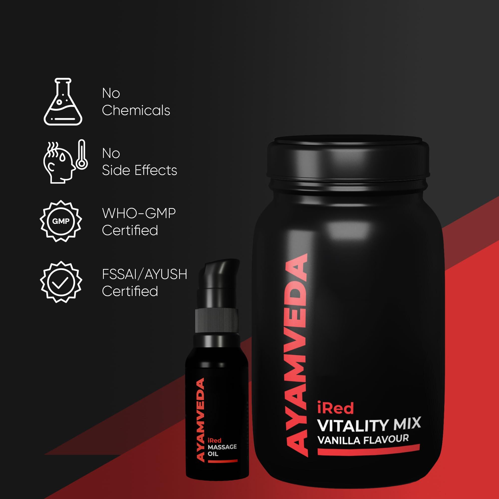 I-RED I-RED Ayamveda By Dr.Ajayita\'s - Combo | Massage Oil And Powder | Men Strength And Stamina (1 Month)