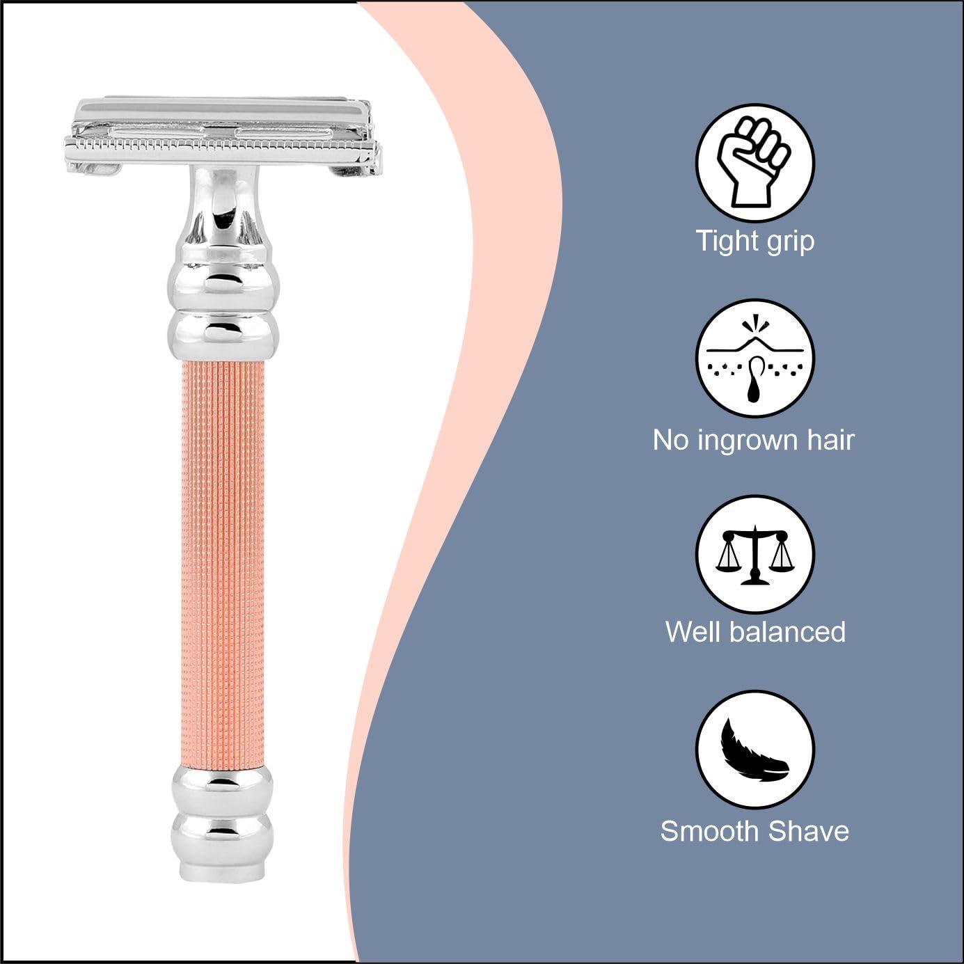 PEARL Pearl Shaving Double Edge Butterfly Safety Razor SBF-11 (Rose Gold) made with Brass Metal - Best Shaving Razor for Men | Classic & Traditional shaving Kit for Men | Premium blade razors | Holi gift options