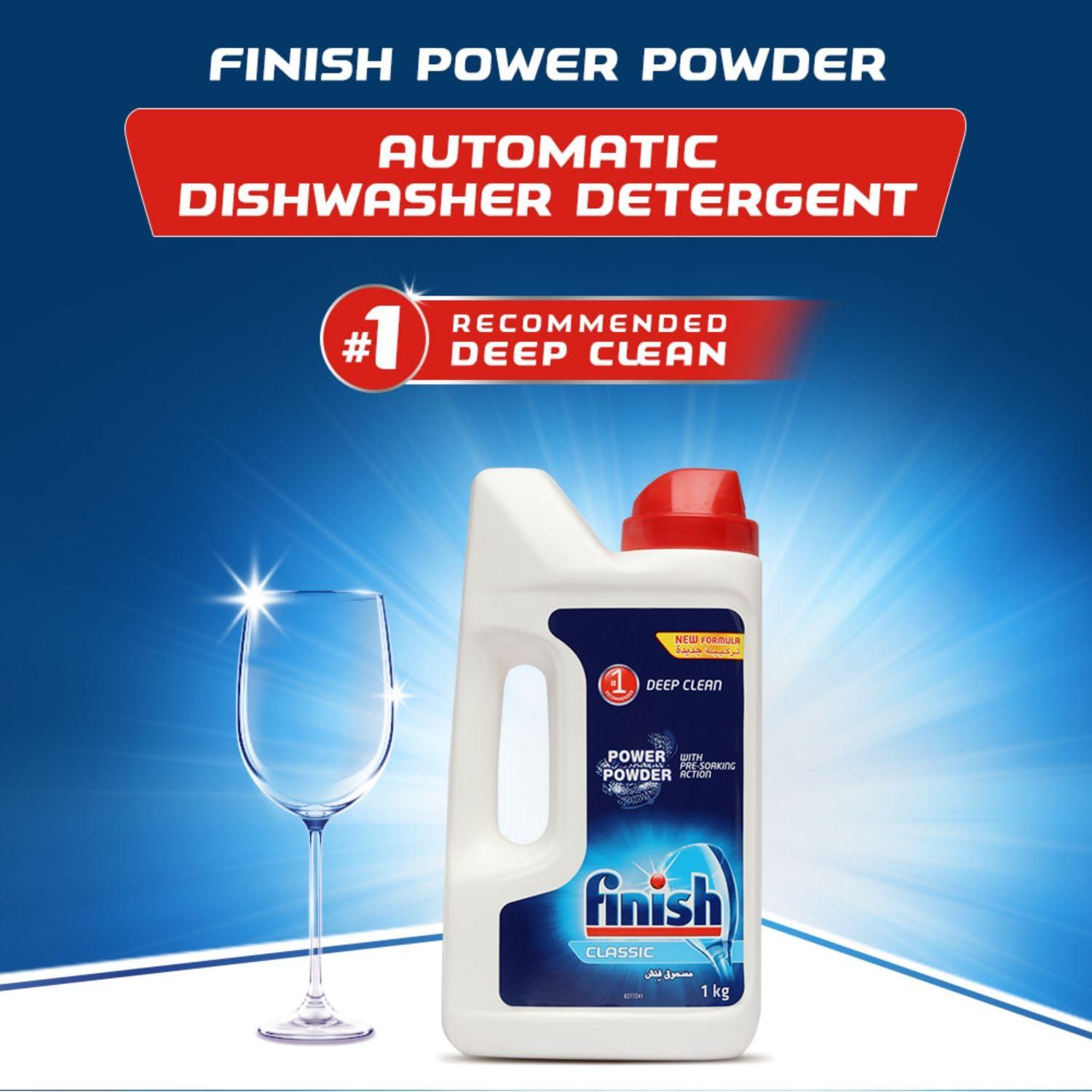 Finish Finish 1 Kg, Classic Dishwasher Detergent Powder | World's #1 Recommended Dishwashing Brand (Pack of 2)