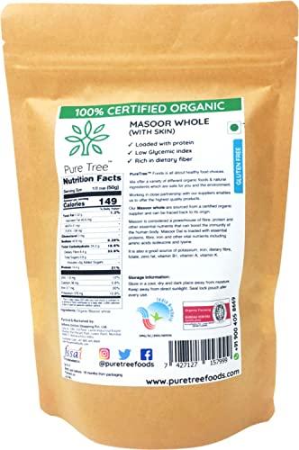 Pure Tree Pure Tree Certified Organic Black Masoor Whole | 900 g | Akkha Masoor | Sabut Masoor Dal | Brown Lentil | Whole Masoor Dal | Gluten Free | Organic Lentils Kali Masoor Dal