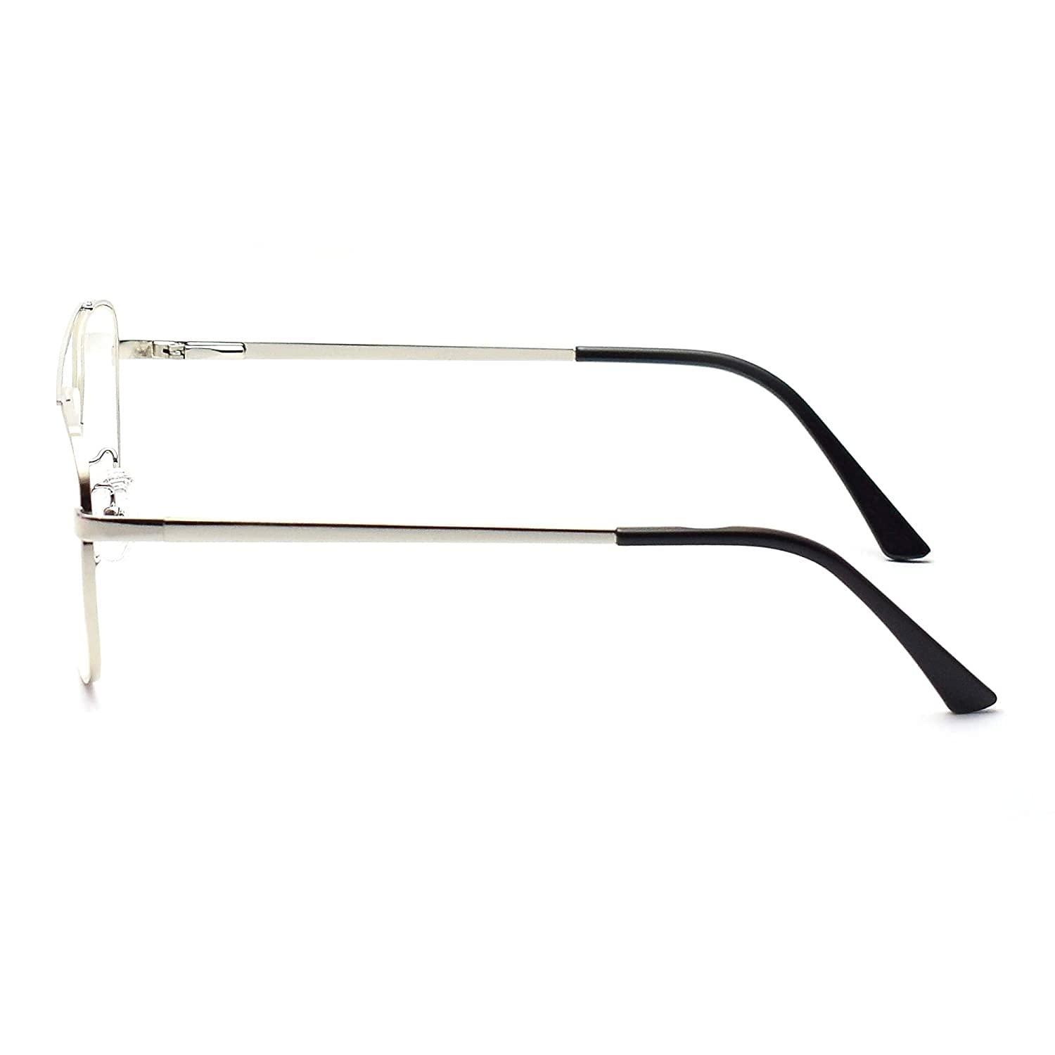 Roshfort Roshfort Blue Light Blocking Glasses Aviator Half Rim Fashion Blue Light Filter Glass for Women Anti Eyestrain & UV Protection Computer Eyeglasses (Large) (Silver Black)