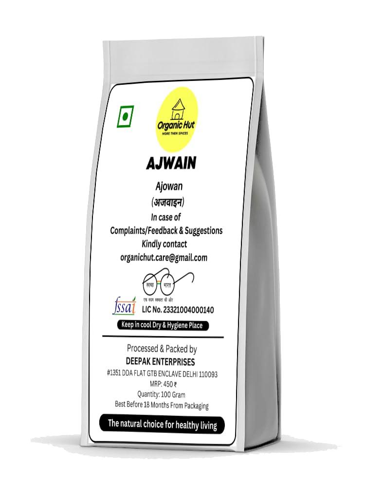 ORGANIC HUT Organic Hut Special Ajwain | Ajowan | Whole Spices | Fresh & Pure Black Papper | (Whole Spices Ajwain Pack of 100 gm)