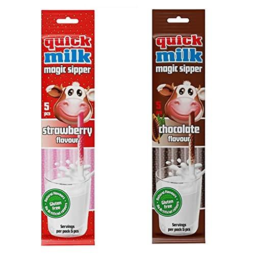 Quick Milk Quick Milk Magic Sipper Straw Combo Pack, Strawberry, Chocolate, Guten Free 30g Pack Of 2