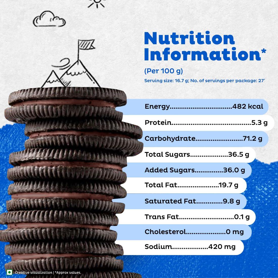 Oreo Oreo Cadbury Chocolate Flavour Cream Sandwich Biscuit, 481.25 Gram , Pack Of 2 X 481.25 Gram Jumbo Pack
