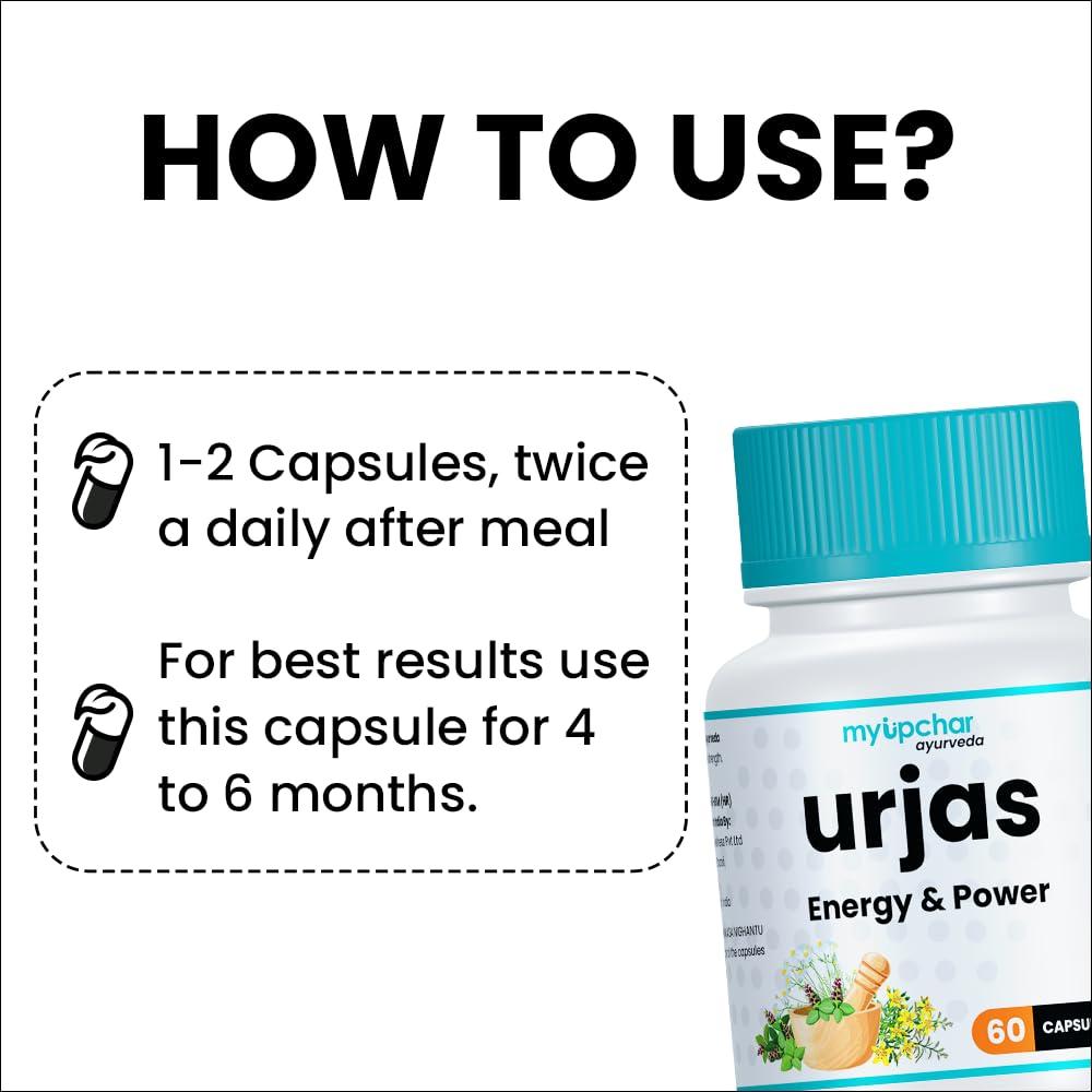 myUpchar ayurveda myUpchar ayurveda Urjas Energy & Power Capsule For Men | With Shilajit, Safed Musli, Ashwagandha | Improve Stamina, Strength & Immunity | Reduce Fatigue 60 Capsule