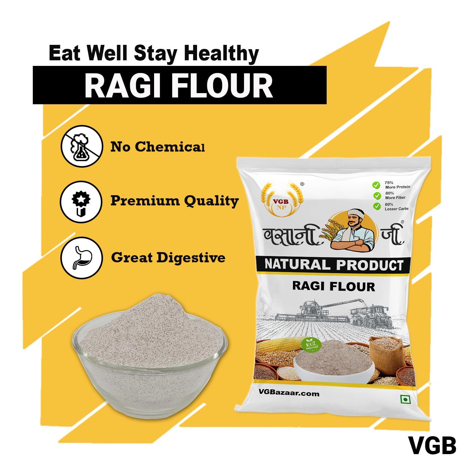 VGBNP VGBNP 100% Natural & Original Finger Millet Flour Kezhvaragu (Ragi Flour) Pure Nachani ka Aata (sprouted ragi flour|ragi huri hittu| Mandia) Healty Flour Fibre Rich/immunity builder-2kg.