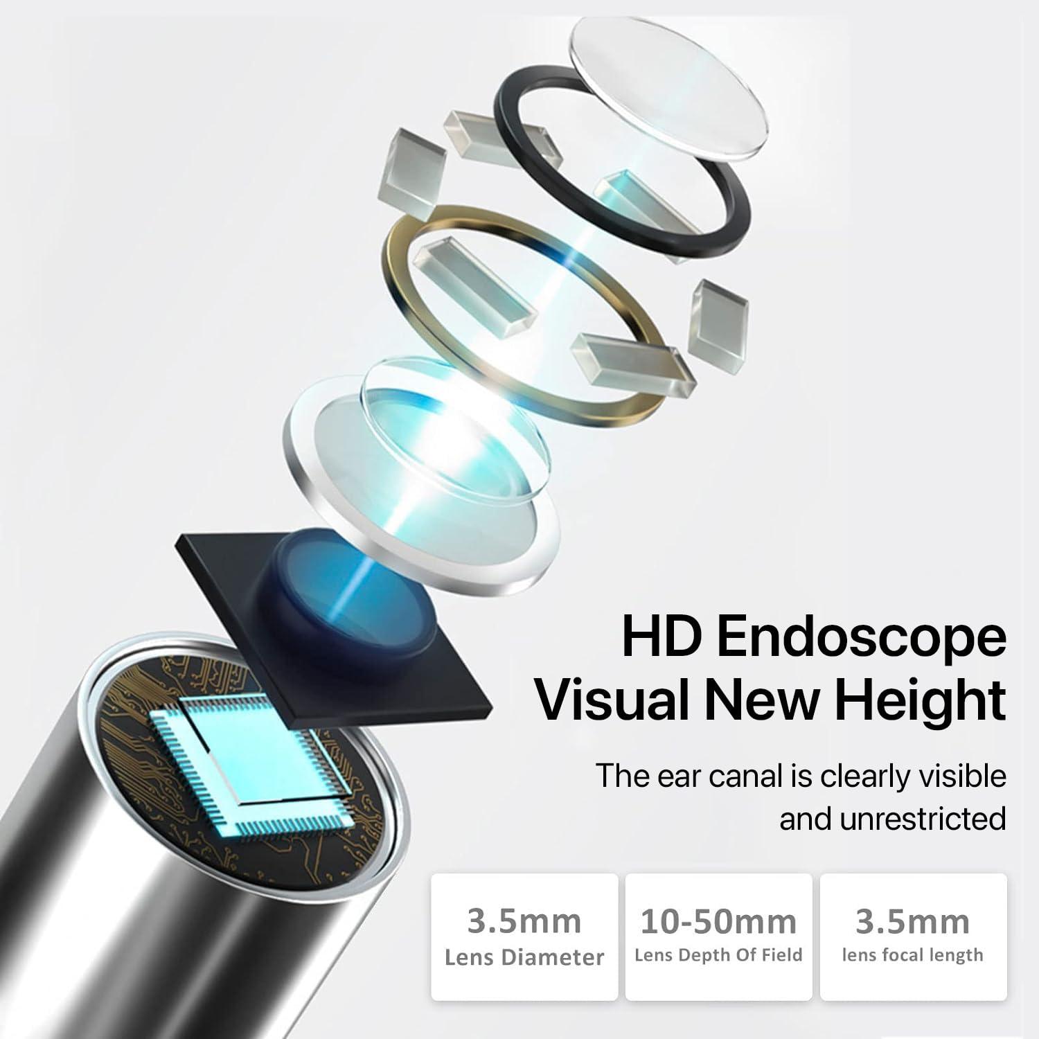 DR VAKU Dr Vaku Earocam Earwax Removal Tool Kit with HD Camera Wifi Connection & 6 LED Lights Endoscope Tool Ear Cleaner for iOS & Android + 10 Silicone Tips Free