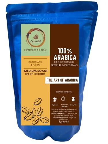 CoffeeCult CoffeeCult 100% Pure Arabica|Coffee Beans|for Strong and bold cup of Cold Brew or Hot coffee|ART of Arabica|Medium Roast|Choclatey & Floral Aroma-500 gm