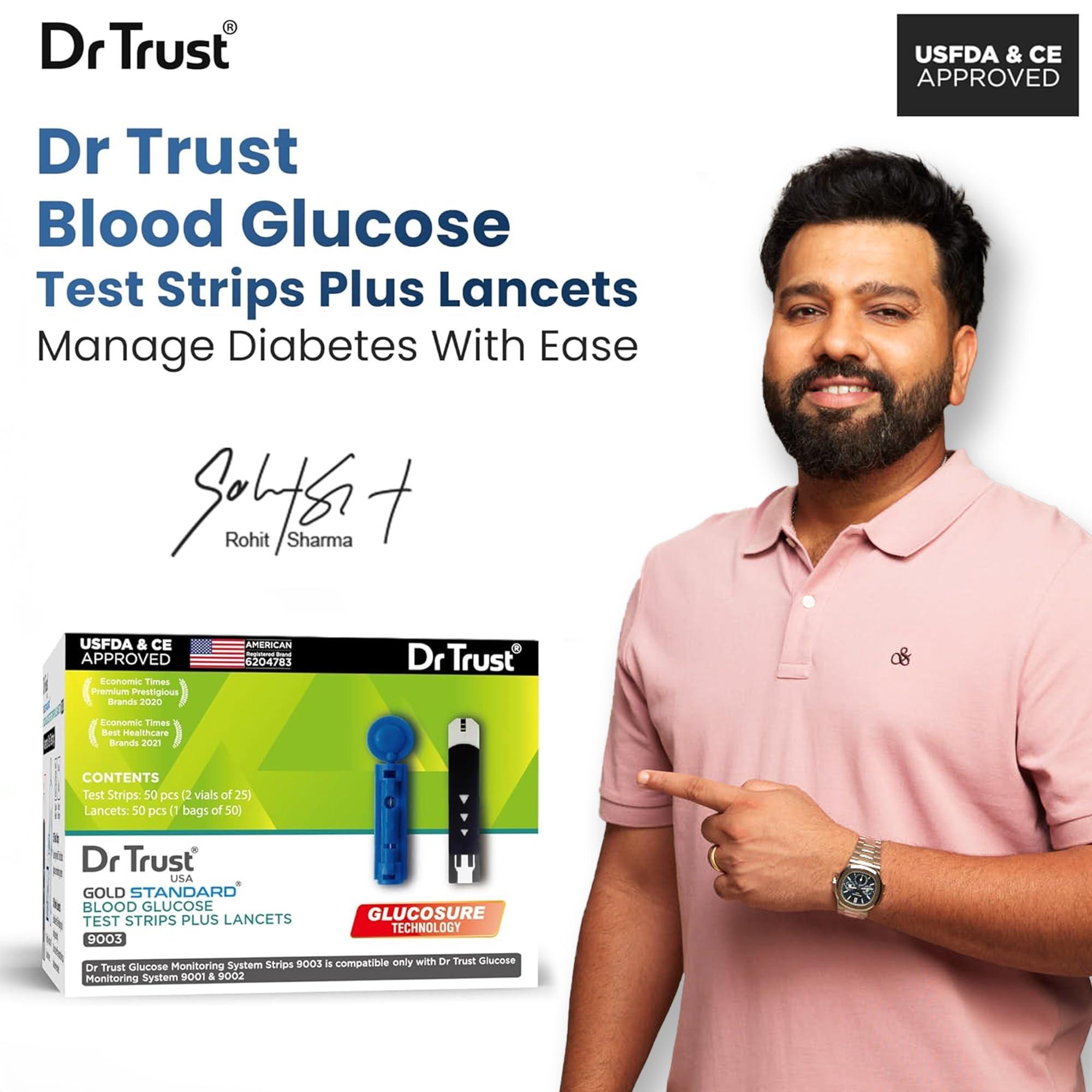 Dr Trust Dr Trust USA Gold Standard Blood Glucose Test Strips Plus Lancets - 50 Strips (Black)