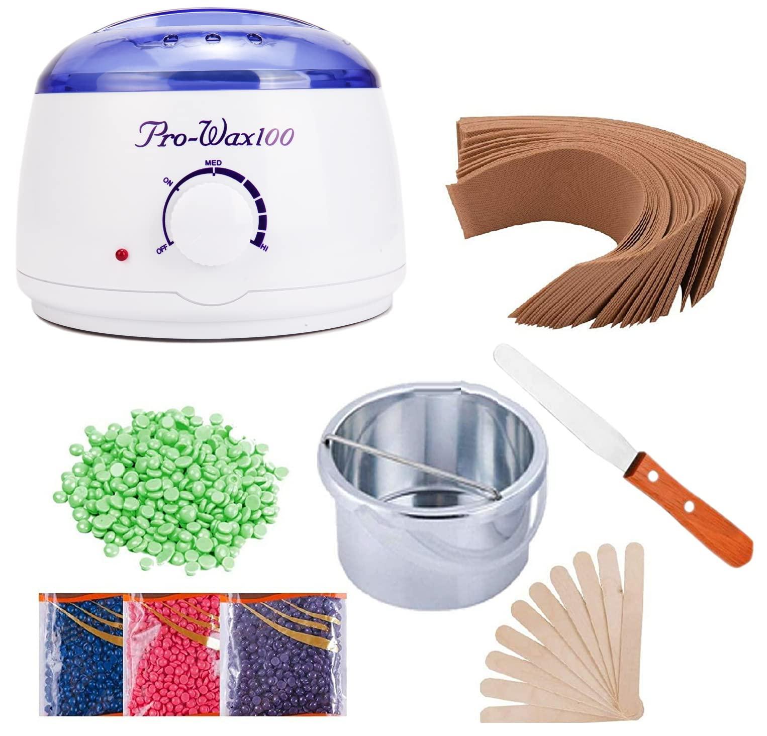 PROWAX100 PROWAX100 Hot Wax Heater with Hair Removal Wax Beans(100g) and Wax Knife with Waxing Strips for Hard,Strip and Paraffing Hair Removal Waxing Kit Women-Color May Very