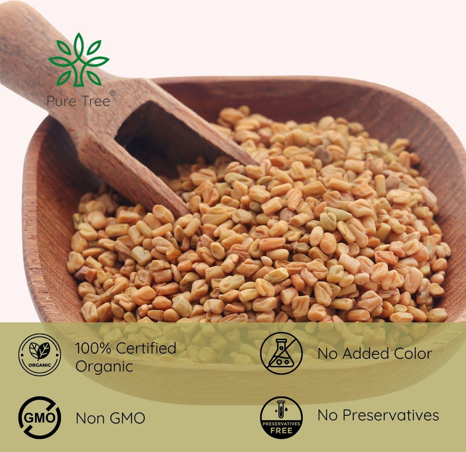 Pure Tree Pure Tree Certified Organic Methi Dana | 400 g | Organic Fenugreek Seeds | Methi Seeds Whole Spices | Menthulu Seeds | Vendayam | Rich in Aroma and Flavour
