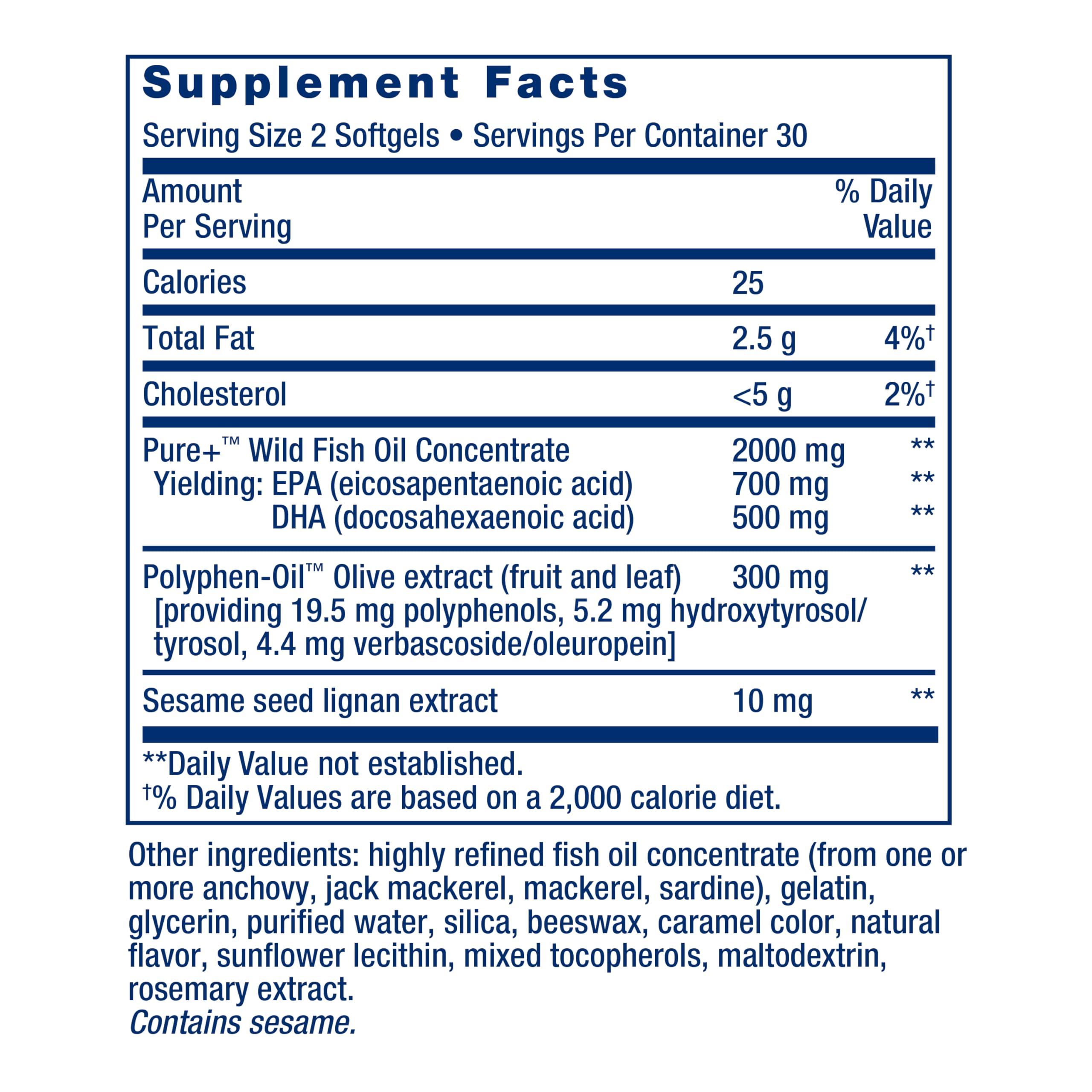 Life Extension Life Extension Super Omega-3 EPA/DHA with Sesame Lignans & Olive Fruit Extract, 60 Soft Gels