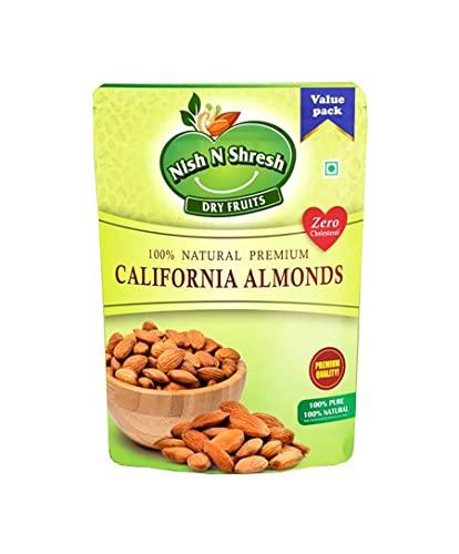 NISH N SHRESH DRY FRUITS Nish N Shresh Natural California Dried Almonds/Badam, Rich in Fibre & Boost Immunity, Real Nuts/Gluten Free/Zero Cholesterol (750 g) - Pouch