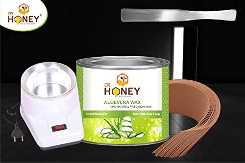 DR HONEY DR HONEY Combo Heater and aloe Vera wax | Hair Removal Waxing Kit Women (green color wax) aloe Vera wax and wax heater strip and stick 600 gram for all skin type full body wax aloe Vera wax
